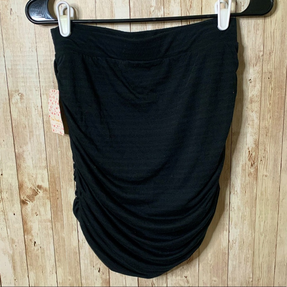 Free People Black Ruffled Strapless Top